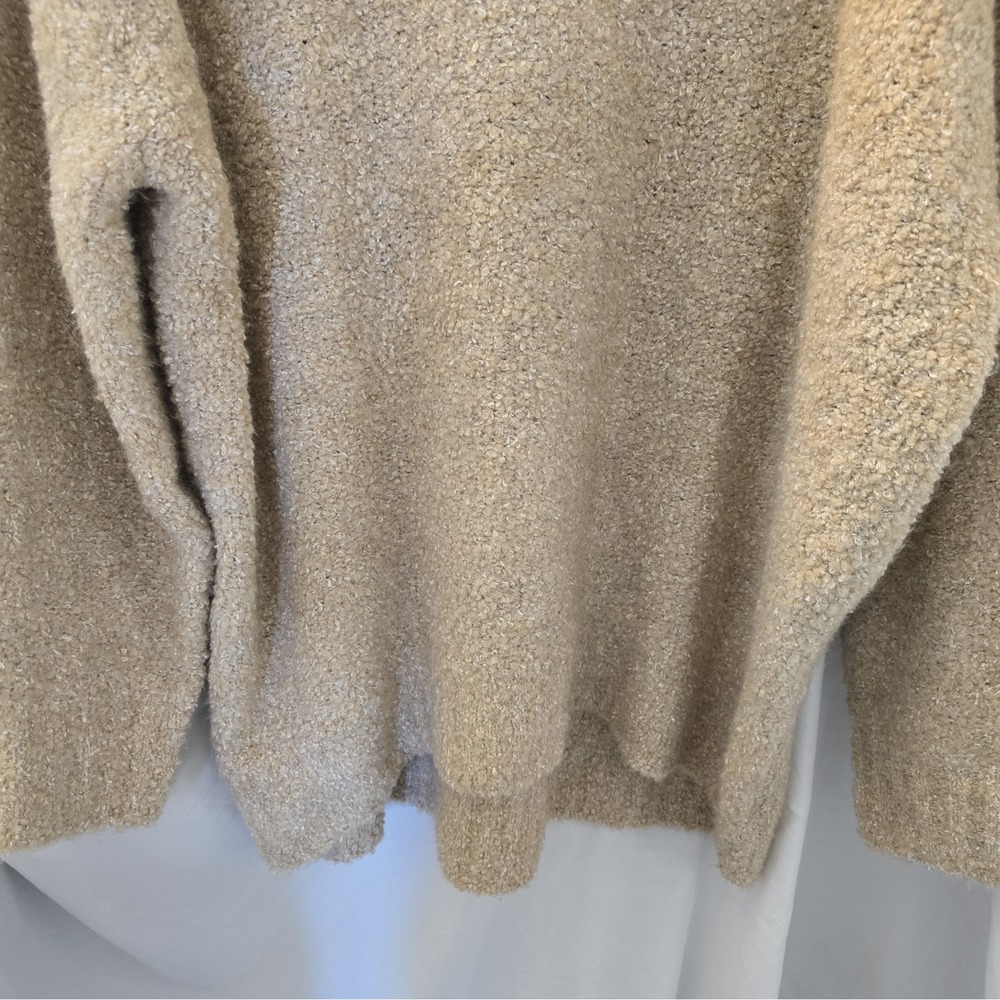 Gap Cozy Boucle Turtleneck Merino Wool Blend Long Sweater Sz XL Wheat Oversized - Picture 4 of 15